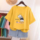 奢娣魅儷2023新款夏季短袖t恤女印花韓版寬松學(xué)生百搭半袖上衣女裝大號潮 黃色五只小貓咪 2XL 【建議145-165斤】