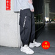 【胖子超大碼80-240斤男裝】飄帶工裝休閑褲長(cháng)褲子男潮牌胖加肥加大碼寬松束腳秋季街頭嘻哈倫 黑色 2XL 140~160斤可穿