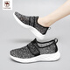 西域駱駝（VANCAMEL）夏天踩屎感網(wǎng)鞋女網(wǎng)面透氣運(yùn)動(dòng)鞋薄款中老年媽媽鞋輕便老北京布鞋 黑色 38