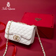 SOLO QUEEN輕奢品牌包包女包時(shí)尚小香風(fēng)單肩包女士斜挎鏈條包38女神節禮物 白色小香風(fēng) 小包