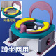 貞喜氣 兒童坐便器 兒童馬桶蹲便器座便器蹲廁坐廁蹲坑神器男女寶寶輔助器便攜幼兒園入廁訓練 深海藍PU軟墊款