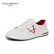 VICKI BROWN【VB男鞋】法國品牌簡(jiǎn)約潮流板鞋刺繡百搭小白鞋舒適休閑鞋男 白紅色 40