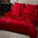 LEELAND禮瀾家紡 婚慶高精密刺繡100支全棉床上用品四件套大紅結婚套件 傾城之戀 六件套 1.5-1.8米床適用/200*230cm被套