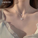 Lnieer925銀蝴蝶吊墜項鏈女2026新款爆款頸鏈輕奢小眾鎖骨鏈送女友禮物 S925銀雙層疊戴蝴蝶項鏈