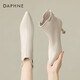 達芙妮短靴女氣質(zhì)尖頭細跟時(shí)裝靴高跟裸靴女鞋子 4023605015 米色 36 