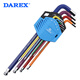 DAREX臺灣公制L型多彩色內六角扳手套裝S2特硬球頭六角匙特長(cháng)7/9件套 DLC-S9N 球頭1.5-10mm 特長(cháng)9件套