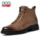高哥增高鞋男7cm馬丁靴男高幫鞋英倫牛皮靴子秋冬皮靴內增高鞋 7cm棕色0830765-1DA 37