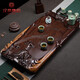 漢帝唐韻 黑檀木茶盤(pán)茶托實(shí)木整塊原木托盤(pán)排水式家用客廳簡(jiǎn)約茶具茶海茶臺 飛龍在天80*40*6cm
