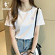 喬丹短袖t恤女裝2025夏季半袖白色T恤打底衫運(yùn)動(dòng)服休閑服飾上衣女士 白色-棉滌 M