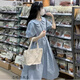 戀的法式連衣裙新款2023夏季女生裙子夏天學(xué)生少女高中初中生衣服長裙 韓版學(xué)院風(fēng)藍(lán)色 均碼
