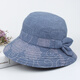 佰薏春秋季中老年人帽子女盆帽漁夫帽奶奶布帽春夏天媽媽大檐遮陽(yáng)帽女 ZY-57藍色 可調節(配防風(fēng)帶)