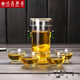 綠簡(jiǎn)堂玻璃杯紅茶泡茶器雙耳杯過(guò)濾玻璃茶具簡(jiǎn)易茶壺普洱功夫沖茶器 綠珠雙耳杯+4玉蘭杯（不含托盤）