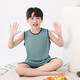 怡飾美兒童背心套裝薄款莫代爾家居男童無(wú)袖空調(diào)服寶寶冰絲睡衣夏季男孩 QF10-純色墨綠 170 建議身高155-165CM