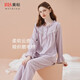 美標商場(chǎng)同款女士長(cháng)袖純棉睡衣套裝春秋軟棉棉可外穿全棉新年家居服夏 淺紫（磨毛棉卡碼拍大） L (165/88A)