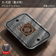 尚言坊 烏金石茶盤(pán)簡(jiǎn)易功夫茶具托盤(pán)不銹鋼帶排水石頭干泡小茶臺茶托盤(pán) 1花窗(蓄水款)31*21cm【1500ml】
