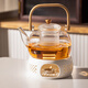 瓷牌茗茶具（cipaiming teaset）玻璃花茶壺蒸煮一體泡茶器家用會客溫茶器功夫茶盤整套簡約中式 《竹柄》提梁煮茶壺+蠟燭臺