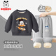 巴布豆寶寶衣服男童加絨套裝冬季新款中小童加厚保暖防風(fēng)卡通洋氣童裝 石墨灰 帽衫巴布+灰 藍帽巴布X 100