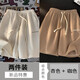 意森頓華夫格重磅短褲男士夏季薄款美式寬松休閑運(yùn)動(dòng)褲子潮牌五分中褲 兩件裝（杏色+咖色） L （建議100-140斤）