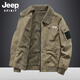 JEEP SPIRIT棉衣男士保暖加絨加厚冬季棉服牛仔外套時(shí)尚百搭多口袋大碼棉襖 卡其色 XL