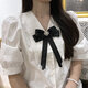 云絲戀黑色領(lǐng)結(jié)女裝飾襯衣英倫學(xué)院風(fēng)蝴蝶結(jié)復(fù)古胸針百搭飄帶襯衣領(lǐng)配飾 羅紋9號領(lǐng)結(jié)-黑色（別針2）