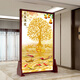 真尚美 中式實(shí)木入戶(hù)屏風(fēng)隔斷客廳玄關(guān)遮擋臥室辦公室金玉滿(mǎn)堂移動(dòng)座屏 胡桃木邊框，120寬X200高無(wú)鏤空