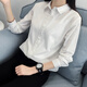 暖喬（Nuanqiao）全棉長袖白襯衫女春夏職業(yè)裝小清新純棉襯衣學(xué)院風(fēng)女裝寬松上衣 白色 XL（120-130斤）