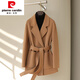 皮爾卡丹駝色雙面羊絨大衣女短款小個(gè)子西裝領(lǐng)韓版2025年新款秋冬毛呢外套 駝色 M 推薦108-120斤