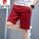 皮爾卡丹（pierre cardin）工裝短褲男夏季薄款寬松運動(dòng)外穿休閑男士純色五分中褲子 r5121酒紅色 32 130-140斤