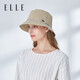 ELLE漁夫帽遮陽(yáng)帽女帽子盆帽純色可折疊印花嵌條裝飾戶(hù)外出游春夏潮流大帽寬檐遮太陽(yáng)帽金標紋理防曬帽 米白色