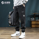 ARNTARE美式潮牌褲子男秋冬純色寬松百搭保暖束腳長(cháng)褲青少年休閑褲男衛褲 黑色（NE01） XL（體重140-160斤）