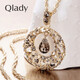 Qlady 女士毛衣鏈女長(cháng)款項鏈百搭簡(jiǎn)約配飾毛衣掛件飾品女項鏈時(shí)尚衣服裝飾掛飾復古高端水晶吊墜 金色圓形款