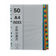 槳寧 A4分50頁隔頁紙索引紙 A4分類紙index索引隔頁紙索引紙 塑料50頁彩色(50張)