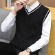 漢角  秋冬季男士V領(lǐng)毛衣秋裝馬甲加絨加厚潮流無(wú)袖保暖針織衫男冬天青年修身毛線(xiàn)衣休閑背心 凱906黑色【不加絨】 XL/175【120-135斤穿】