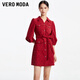 VEROMODA連衣裙秋冬新款收腰顯瘦紅色燈芯絨短裙通勤347C013 甘川紅色-F16 160/80A/S