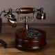 安斯艾尔欧式复古老式转盘电话机美式仿古家用座机时尚创意固话无线插卡 实木-按键来显双铃-固话线