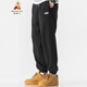 稻草人運動(dòng)褲男春秋新款日系寬松刺繡針織衛褲男彈力束腳長(cháng)褲 黑色(春款常規) WK042 XL (建議145-165斤左右)
