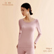 三針莫代爾打底衫女薄款春秋保暖上衣美體秋衣秋褲套裝圓領(lǐng)內穿修身 藕紫【圓領(lǐng)薄款單衣】 L /105-120斤