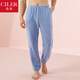 仕樂(lè )搖粒絨情侶家居褲秋冬保暖加厚睡褲寬松舒適可外穿本命年紅色 鶯歌藍/男 2XL