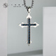 十尚美地鈦鋼十字架項鏈男士潮人款纖維格吊墜送男友祝福掛件 藍色款 配方珍珠鏈