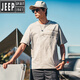 吉普（JEEP） 重磅純棉寬松廓形短袖T恤男夏季新款潮牌水墨印花夏裝上衣 淺杏色 (寬松版) M (130-150斤)