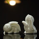 木客 創(chuàng)意陶瓷生肖兔年可愛(ài)小兔子擺件現(xiàn)代簡(jiǎn)約家居飾品客廳茶臺(tái)茶寵辦公室桌面兔年送禮品 鄉(xiāng)思+望月-青瓷款一對(duì)