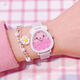 樸里 兒童手表女孩男表卡通可愛(ài)石英卡通小孩女童女生電子表（天使） 白帶