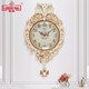 麗盛歐式掛鐘客廳復古時(shí)鐘搖擺掛表創(chuàng  )意田園裝飾家用石英鐘表 B8150FS 象頭款 (裂紋米黃金)