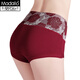 莫代爾女士?jì)妊澟哐崭固嵬渭兠逕o(wú)痕抗菌透氣大碼女式三角內褲短褲頭 1566酒紅 XL (170/100)