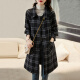 梵蒂沃高端品牌毛呢大衣女秋冬季新款韩版高级感中长款羊毛呢子外套 黑白格 M（111-130斤）