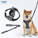 多尼斯印花系列狗狗牽引繩大中型犬栓遛狗繩狗鏈子胸背帶柯基邊牧泰迪 字母黑色(胸背帶+牽引繩） L（推薦28-60斤）