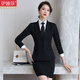 伊婭莎職業(yè)裝女裝套裝兩?？坌∥餮b外套女士長(cháng)袖酒店經(jīng)理工作服面試商務(wù)西服正裝大學(xué)生時(shí)尚氣質(zhì)女神范工裝 黑色西裝+短裙 2XL（建議120-130斤）