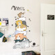 呢呢 卡通可爱猫咪防水墙纸贴画走廊墙壁贴纸儿童房卧室布置装饰墙贴自粘 顽皮叠叠猫