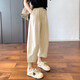 尚濤（SHANGTAO）休閑褲女2025新款春夏寬松蘿卜哈倫褲高腰百搭九分褲 米杏色 L 建議105-115斤