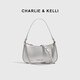 CHARLIE&KELLI品牌 CK輕奢包包女包2026新款單肩小方包腋下拉鏈式新月包斜挎包 銀色【禮袋發(fā)貨 代寫(xiě)賀卡】